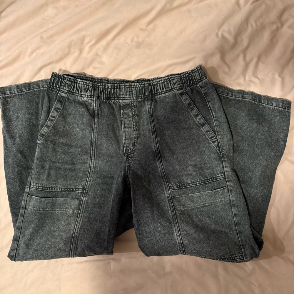 GAP High Rise Wide-Leg Black Denim Pants